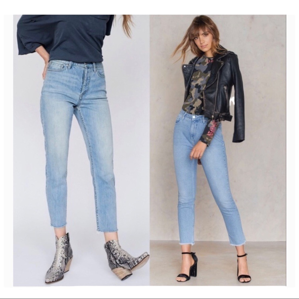 Free People  We The Free High Rise Women Denim‎ Size 24 Straight Raw Hem Jeans